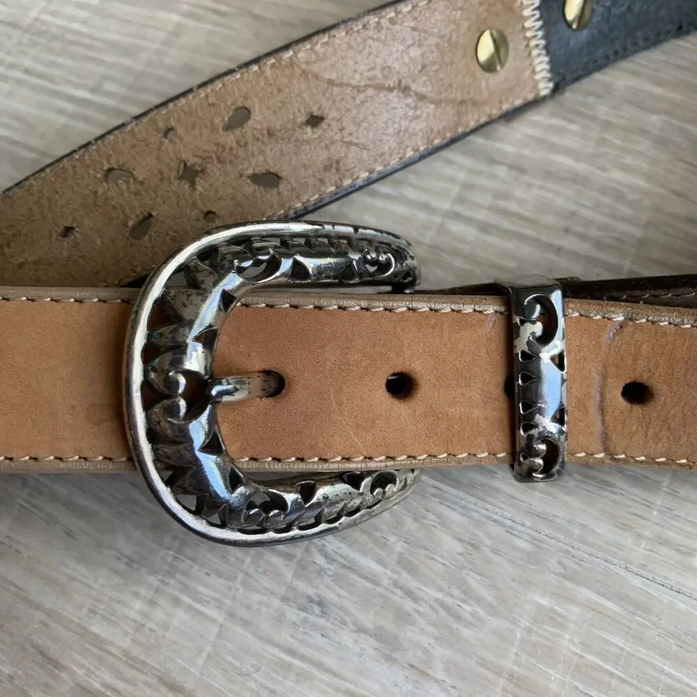 Brighton Womens Multi Color Leather Belt ML 30 39400 Perforated 28.5 - 31.5